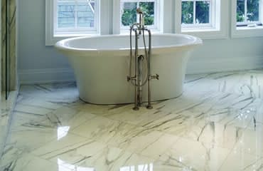 Polished marble bathroom floor